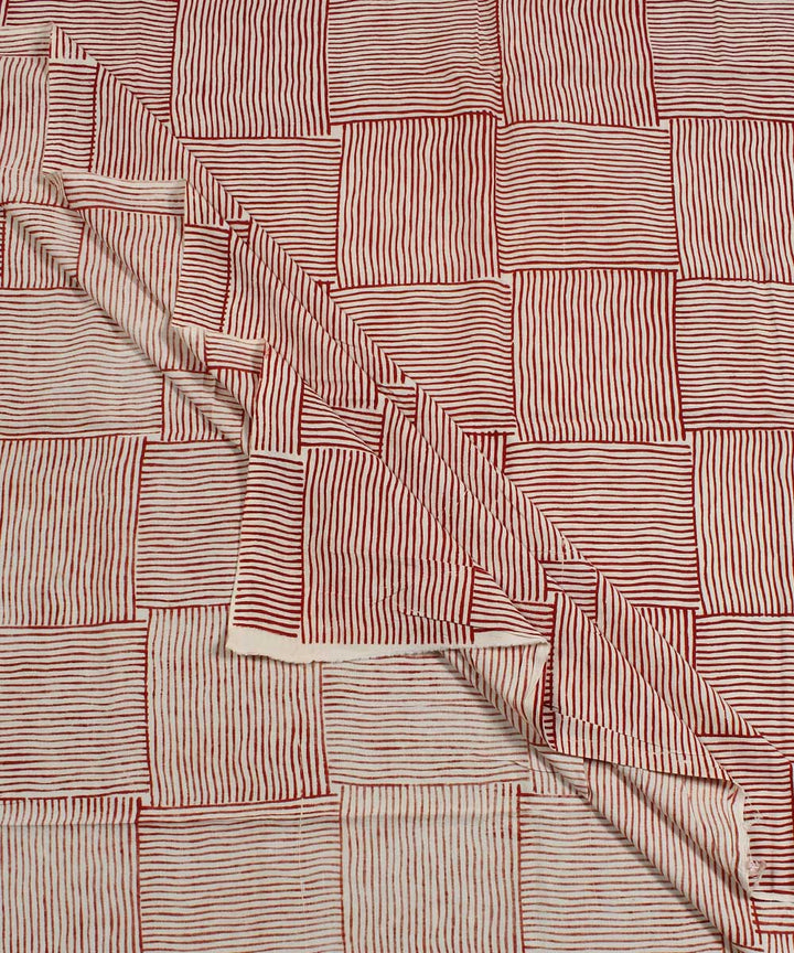 2.5m White red strips handblock print cotton kurta material