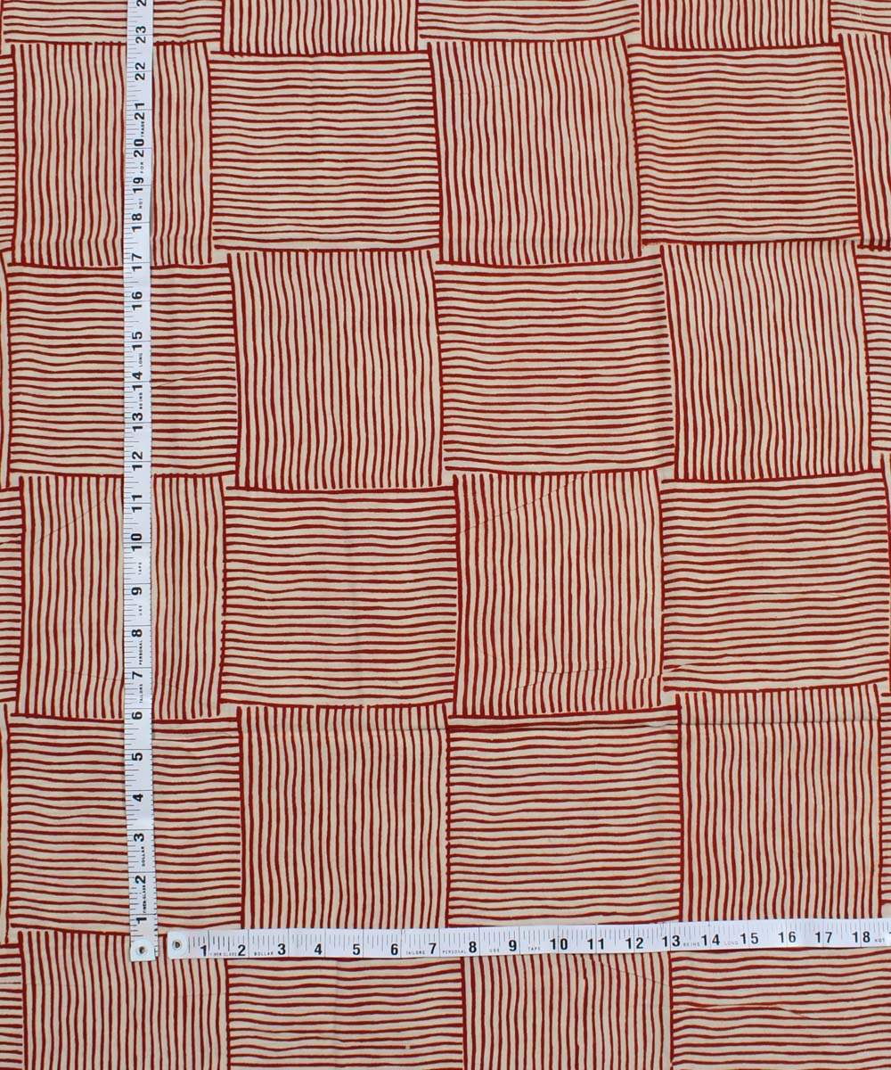 2.5m White red strips handblock print cotton kurta material
