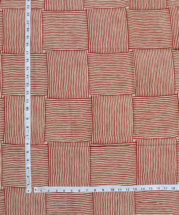 2.5m White red strips handblock print cotton kurta material