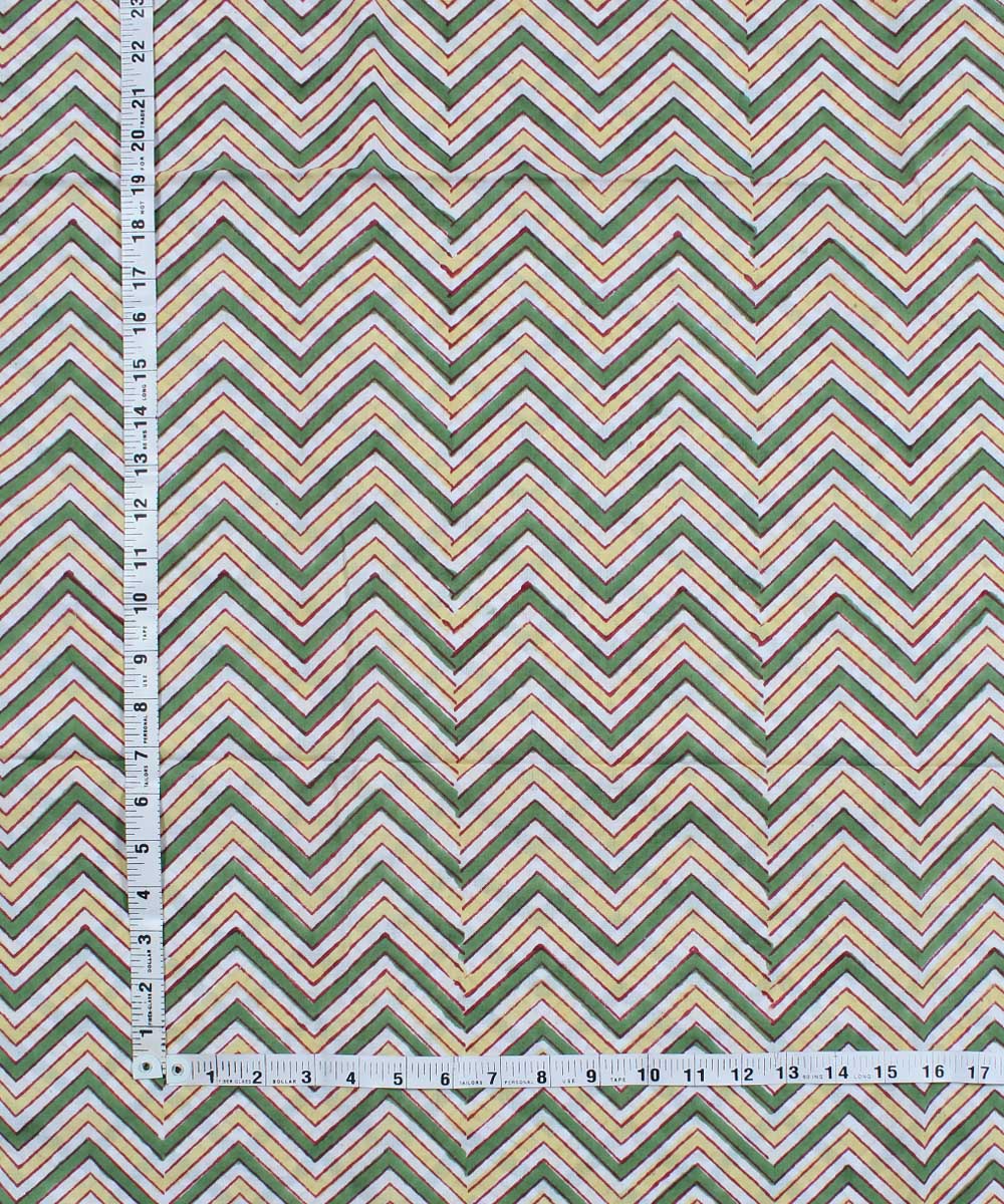 2.5m White green yellow handblock print cotton kurta material