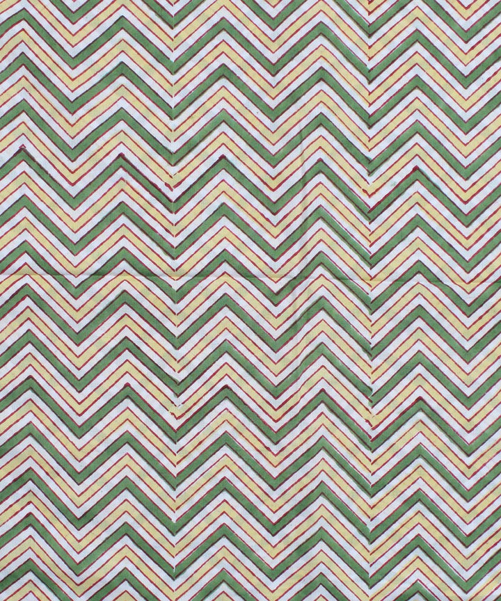 2.5m White green yellow handblock print cotton kurta material