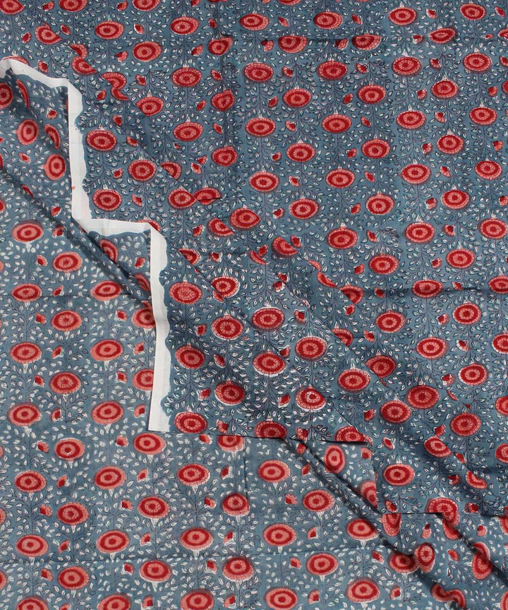 2.5m Blue red handblock print cotton kurta material