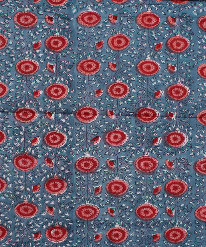 2.5m Blue red handblock print cotton kurta material