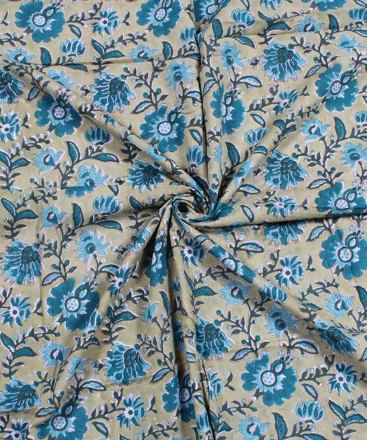 2.5m Light yellow handblock print cotton kurta material