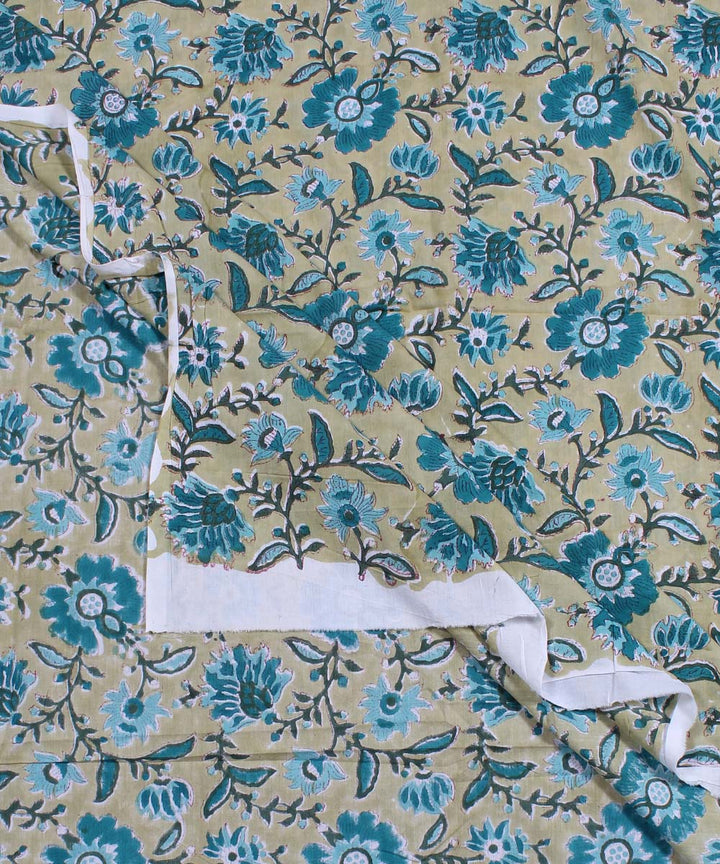 2.5m Light yellow handblock print cotton kurta material