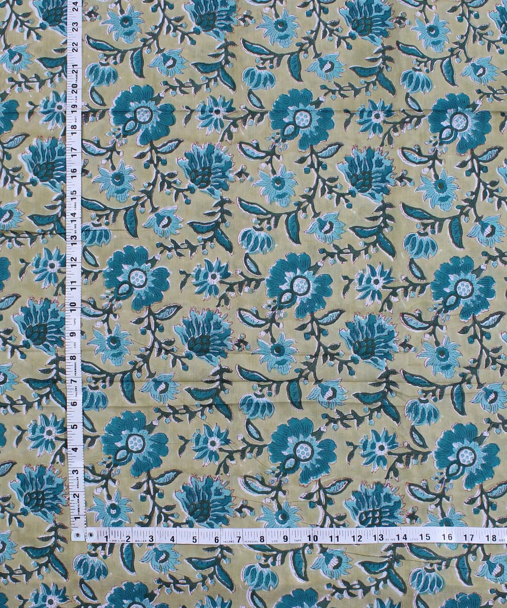 2.5m Light yellow handblock print cotton kurta material