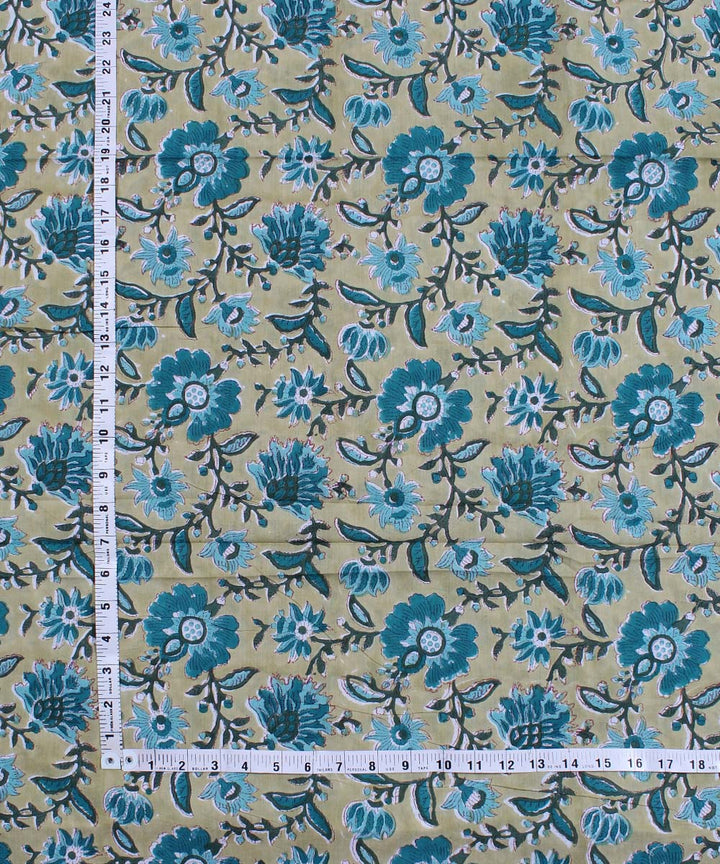 2.5m Light yellow handblock print cotton kurta material