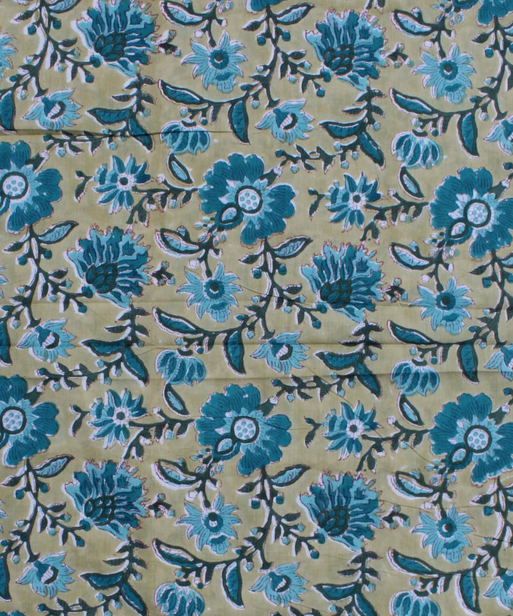 2.5m Light yellow handblock print cotton kurta material