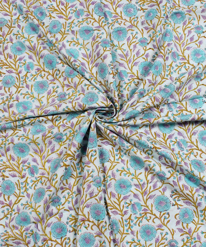 2.5m Sky blue handblock print cotton kurta material