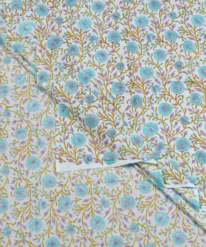 2.5m Sky blue handblock print cotton kurta material