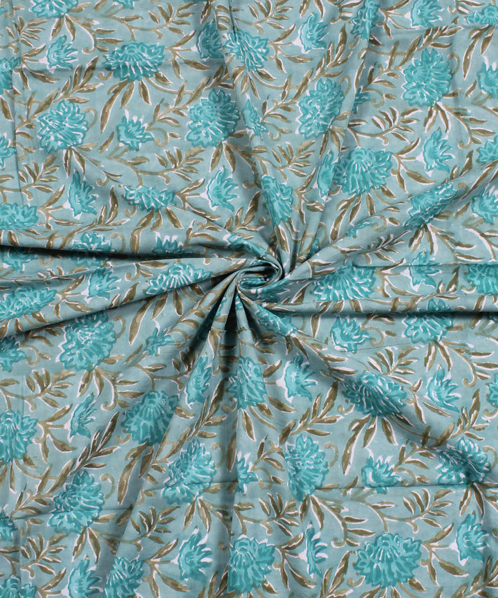 2.5m Cyan blue handblock print cotton kurta material