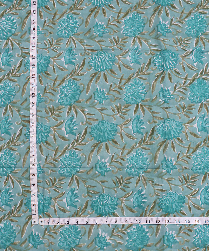 2.5m Cyan blue handblock print cotton kurta material