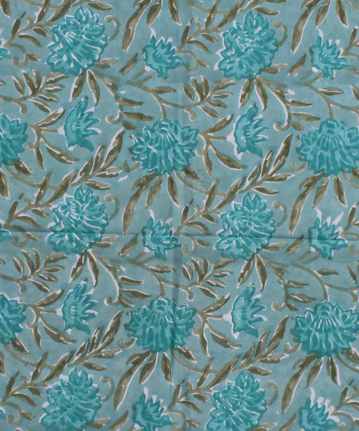 2.5m Cyan blue handblock print cotton kurta material