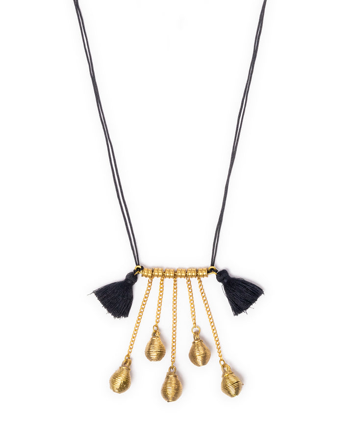 Contemporary handmade black and gold brass necklace