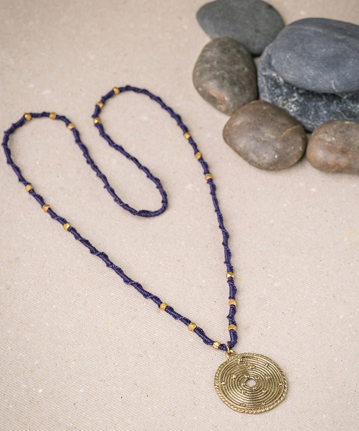 Blue long octa beaded necklace