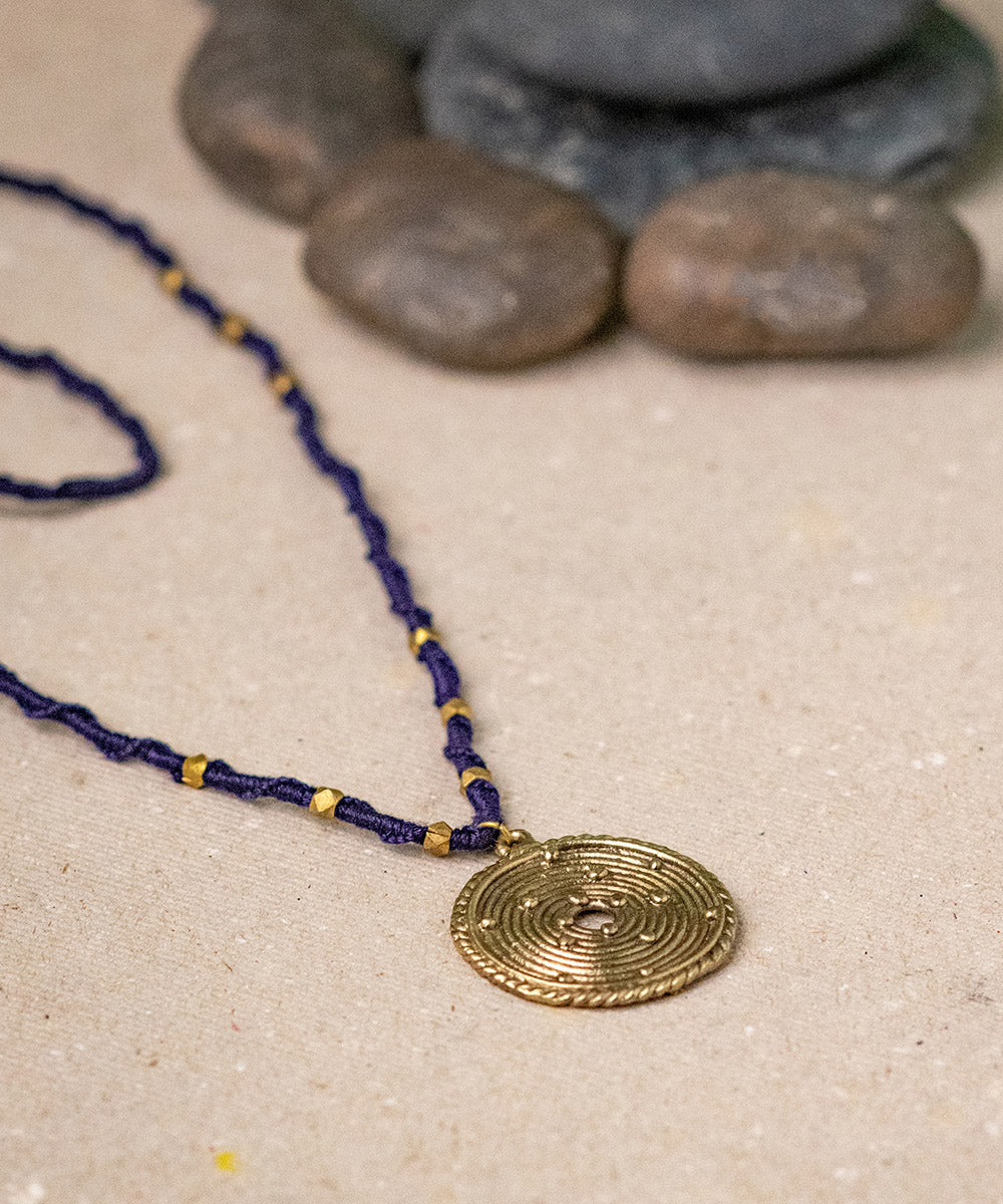 Blue long octa beaded necklace