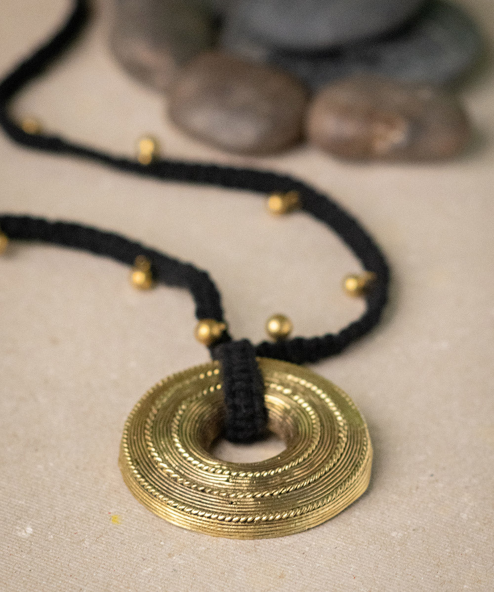Black and golden pendent dokra long necklace