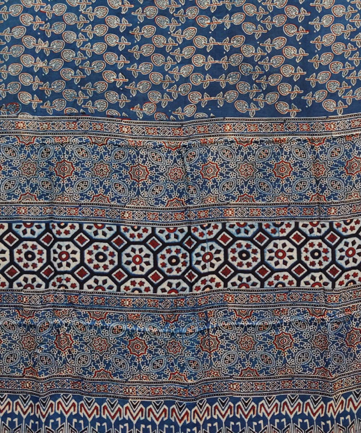 Multicolour hand printed modal silk ajrakh saree