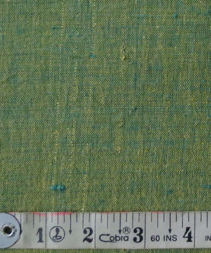 Dark green yellow cotton handspun handwoven fabric