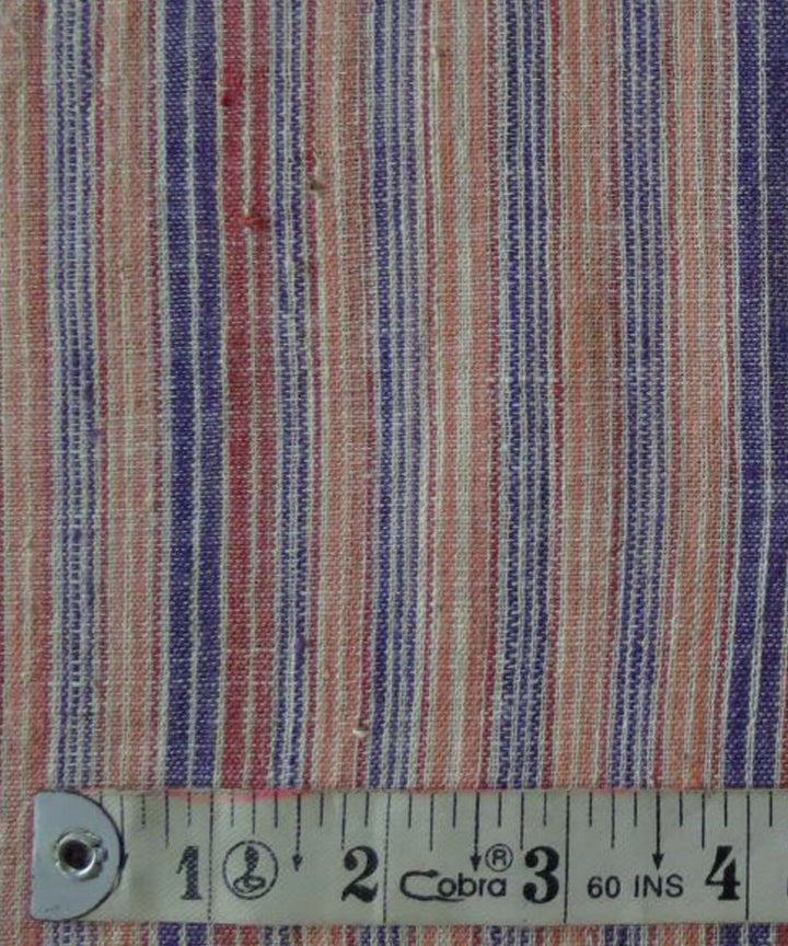 Multicolor stripes cotton handspun handwoven fabric