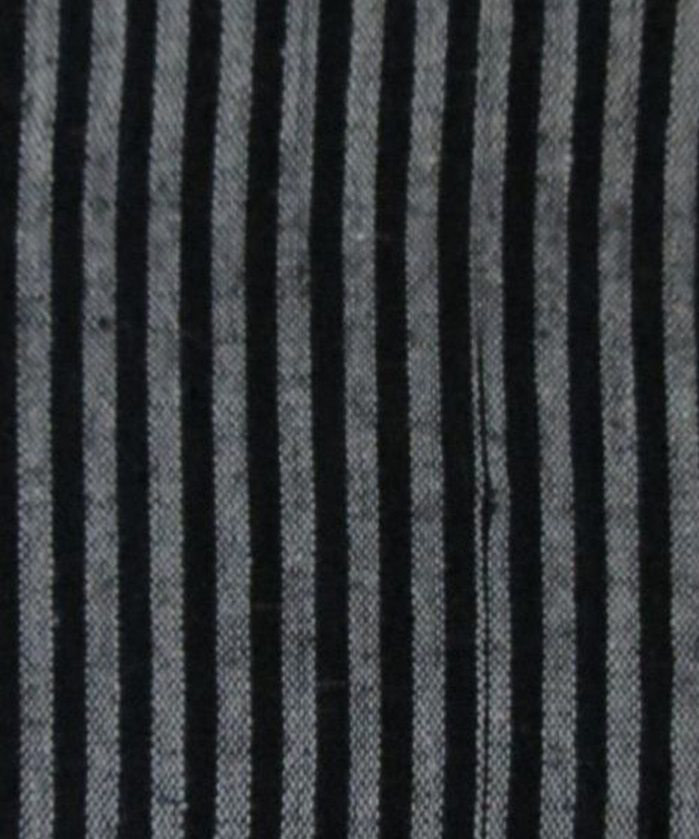 Black grey stripe cotton handspun handwoven fabric