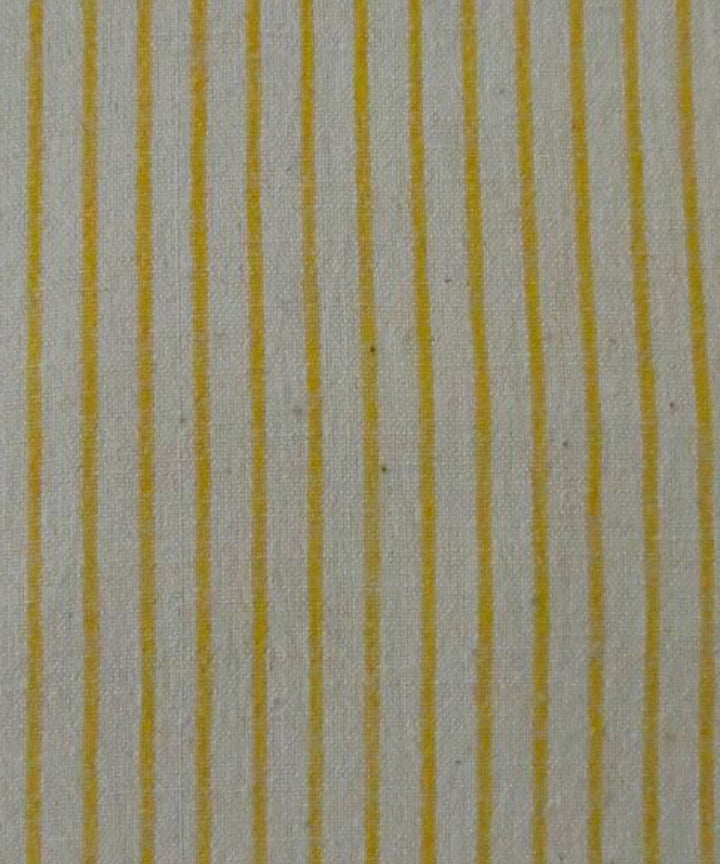 Yellow cream stripes cotton handspun handwoven fabric