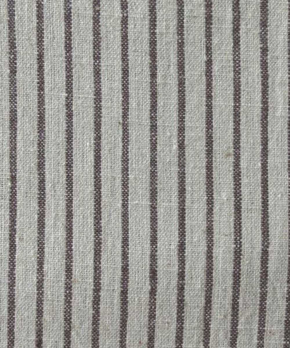 Grey white stripes handwoven handspun handwoven cotton fabric