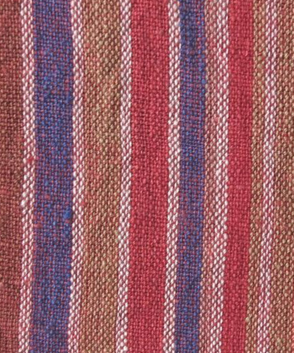 Multicolor stripes handwoven handspun handwoven cotton fabric