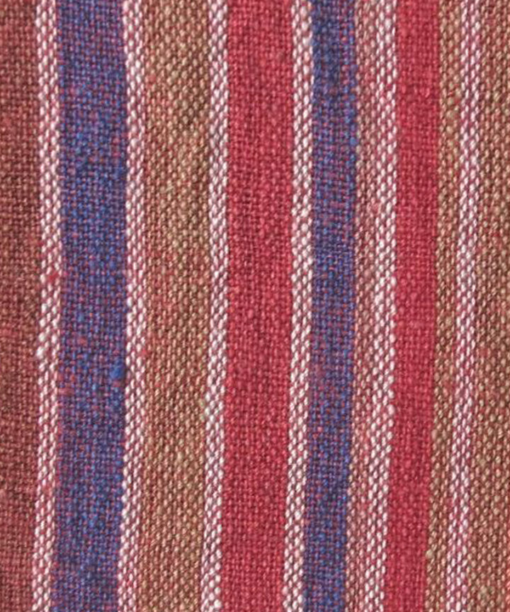 Multicolor stripes handwoven handspun handwoven cotton fabric