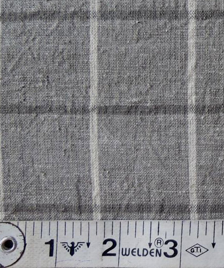 Grey checks handwoven handspun handwoven cotton fabric