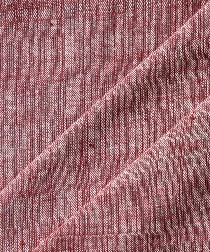 Red white handspun handwoven cotton fabric