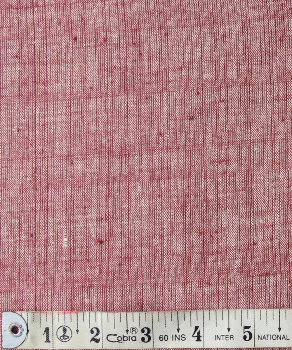 Red white handspun handwoven cotton fabric
