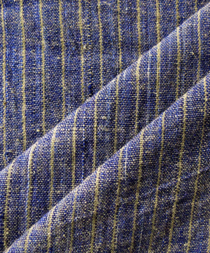Navy blue stripe handspun handwoven cotton fabric