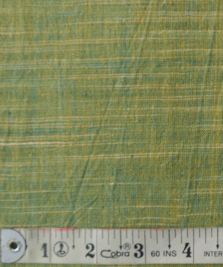 Green yellow handspun handwoven cotton fabric