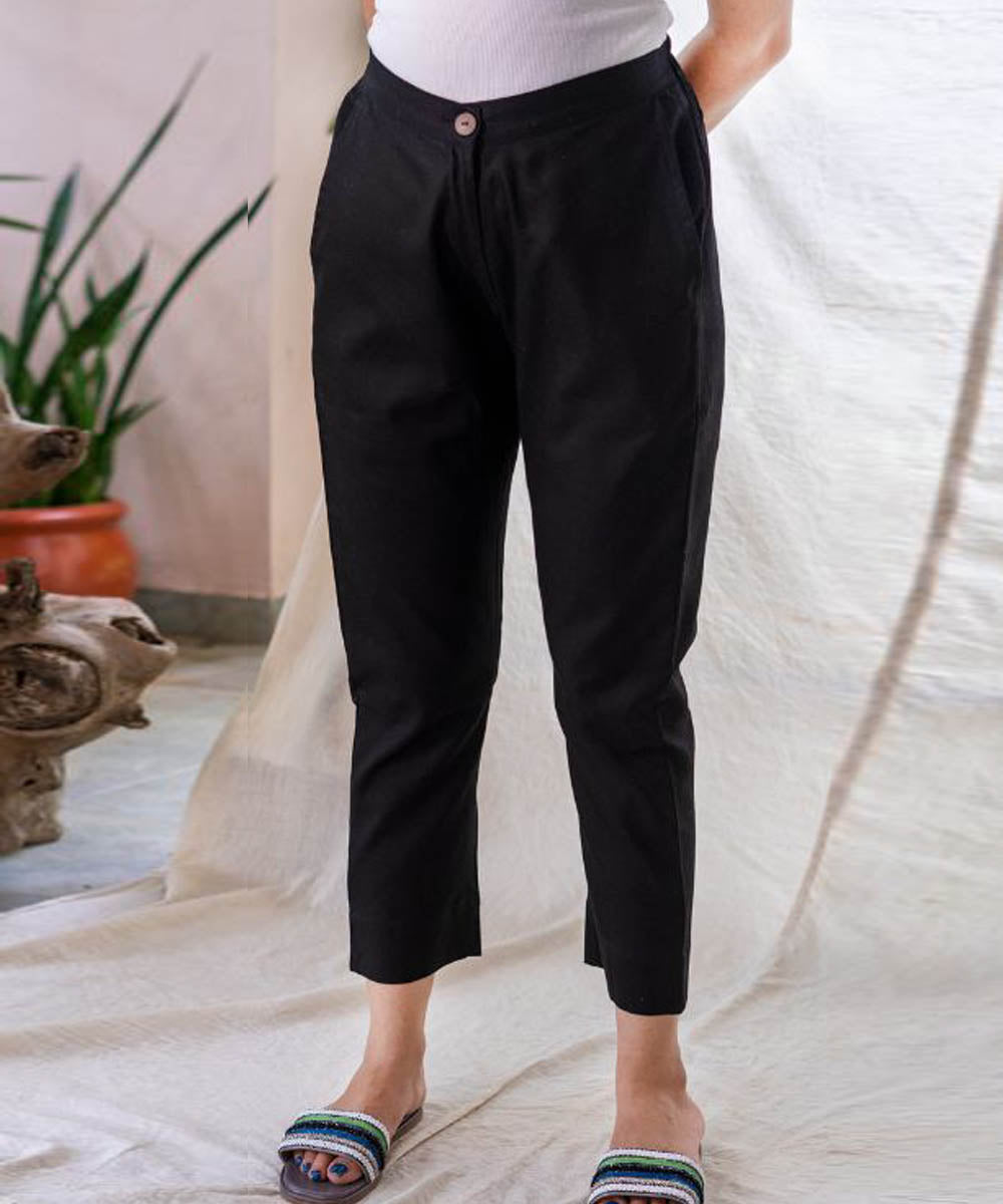 Black handcrafted ankle pant
