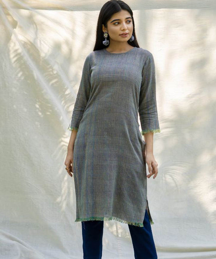 Grey raw edged handcrafted tunic