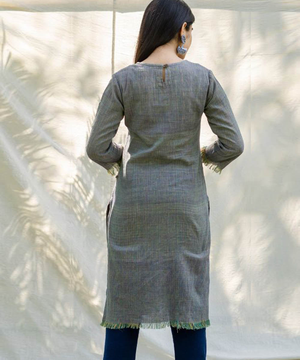 Grey raw edged handcrafted tunic