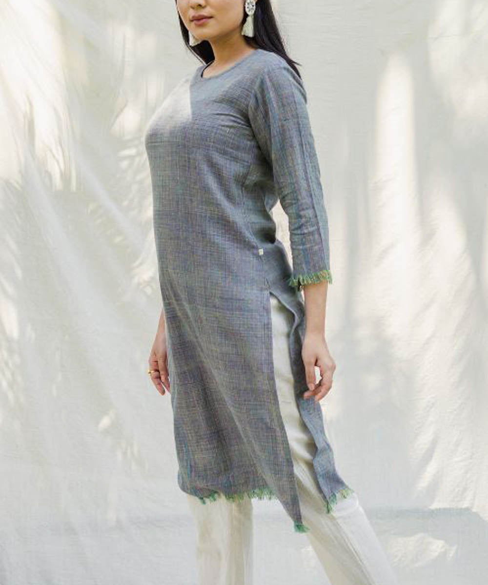 Grey raw edged handcrafted tunic