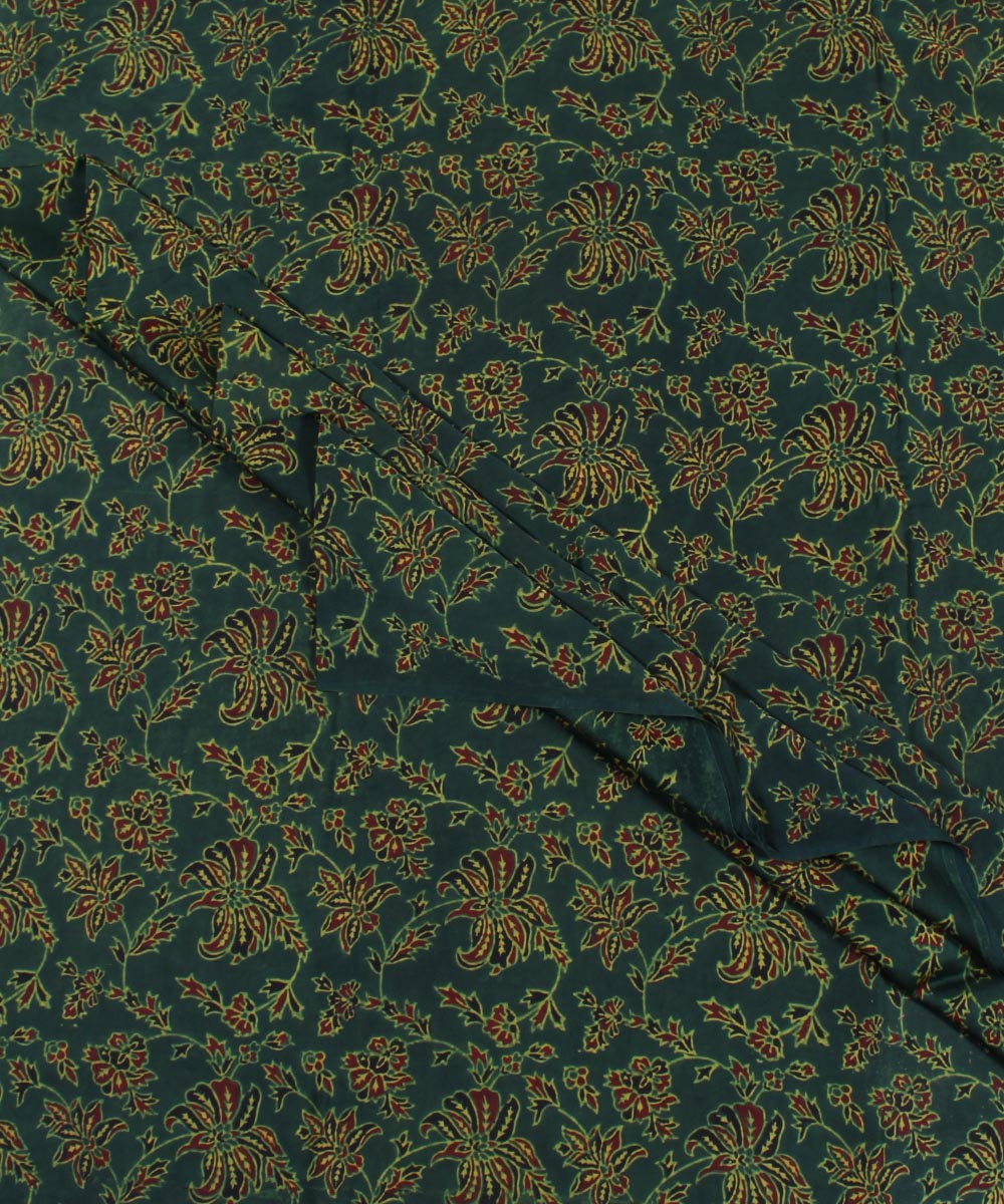 3m Green handblock print modal ajrakh kurta material