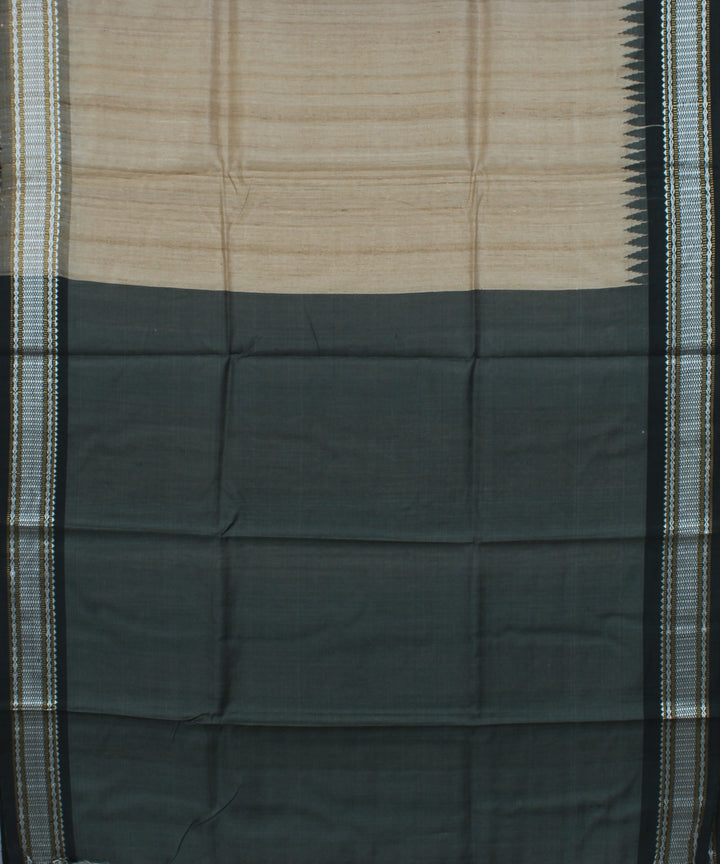 Beige and grey handwoven tussar silk saree