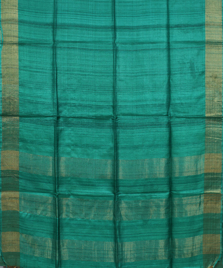 Cyan green handwoven tussar silk saree
