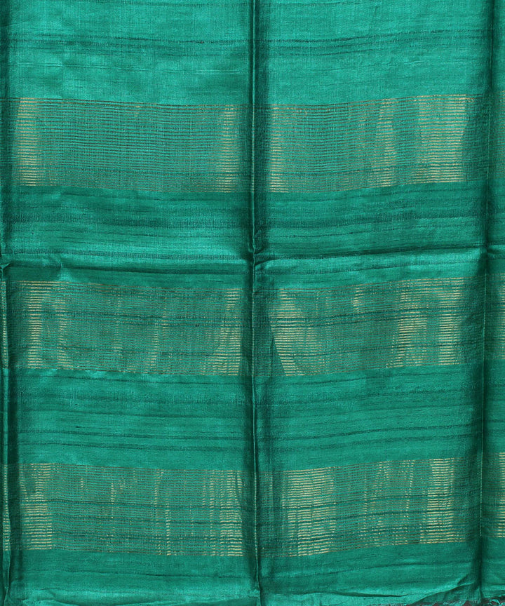 Cyan green handwoven tussar silk saree