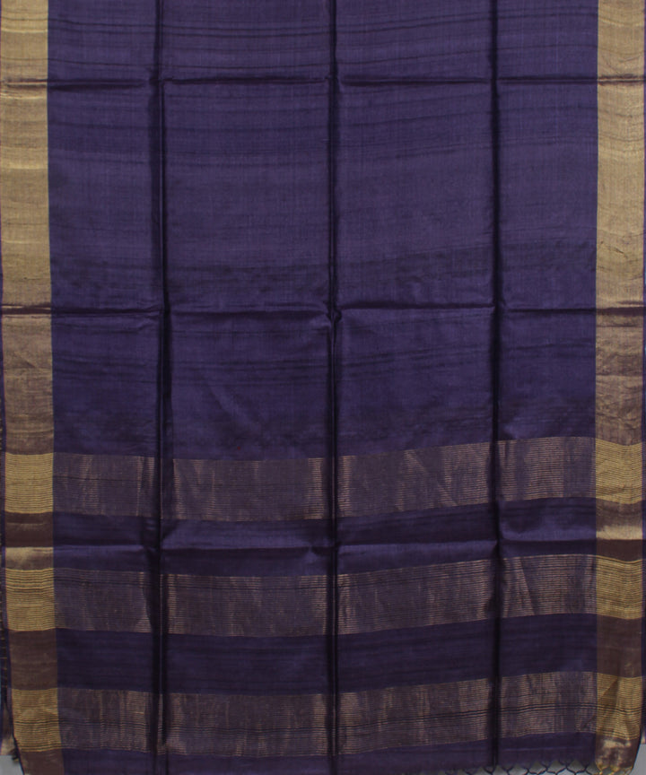 Dark violet handwoven tussar silk saree