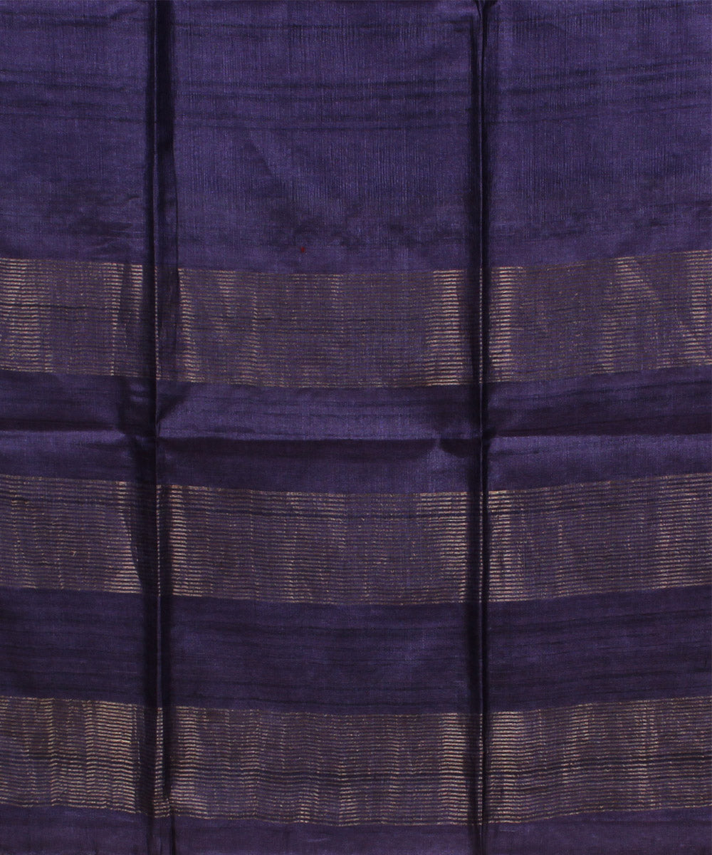 Dark violet handwoven tussar silk saree