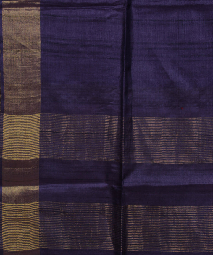 Dark violet handwoven tussar silk saree