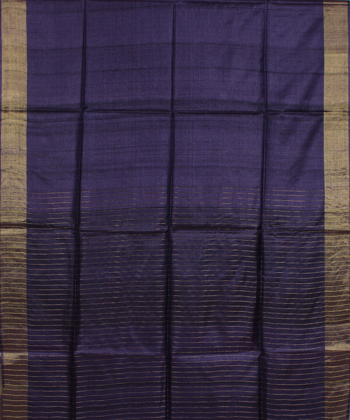 Dark violet handwoven tussar silk saree