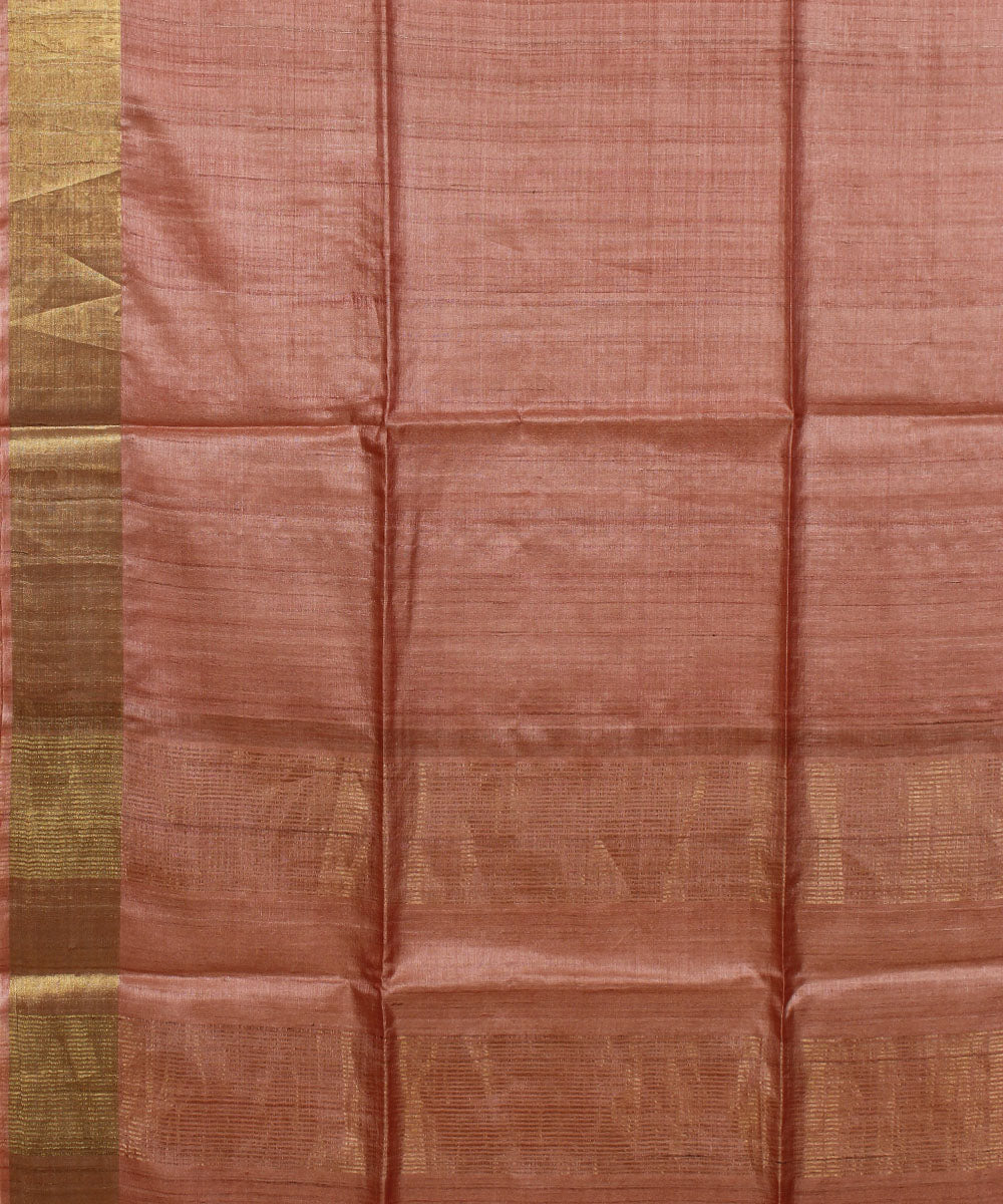 Light peach handwoven tussar silk saree