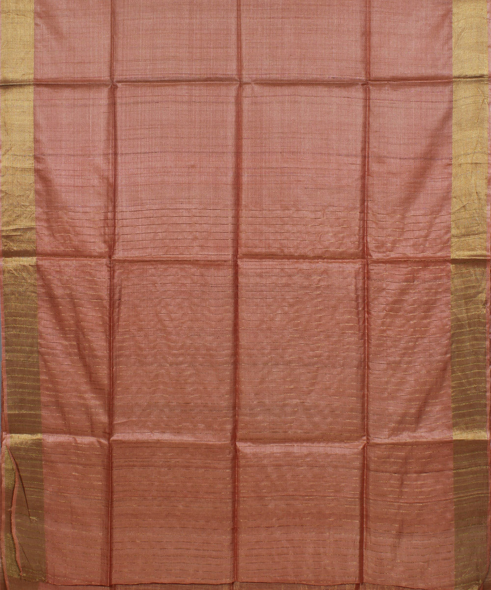 Light peach handwoven tussar silk saree