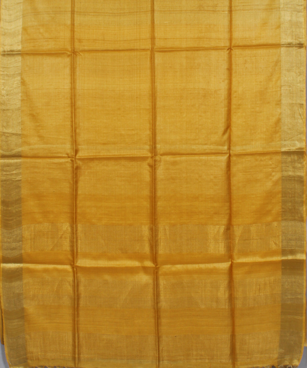 Yellow handwoven tussar silk saree