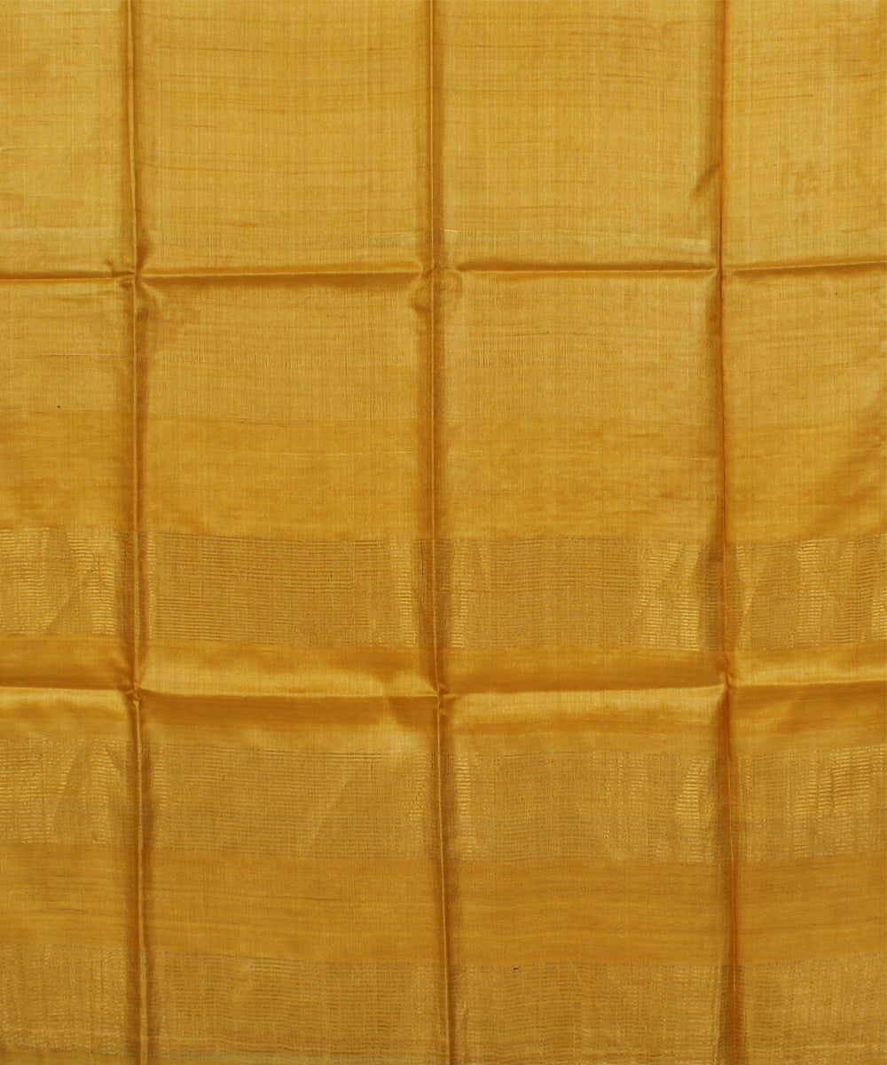Yellow handwoven tussar silk saree